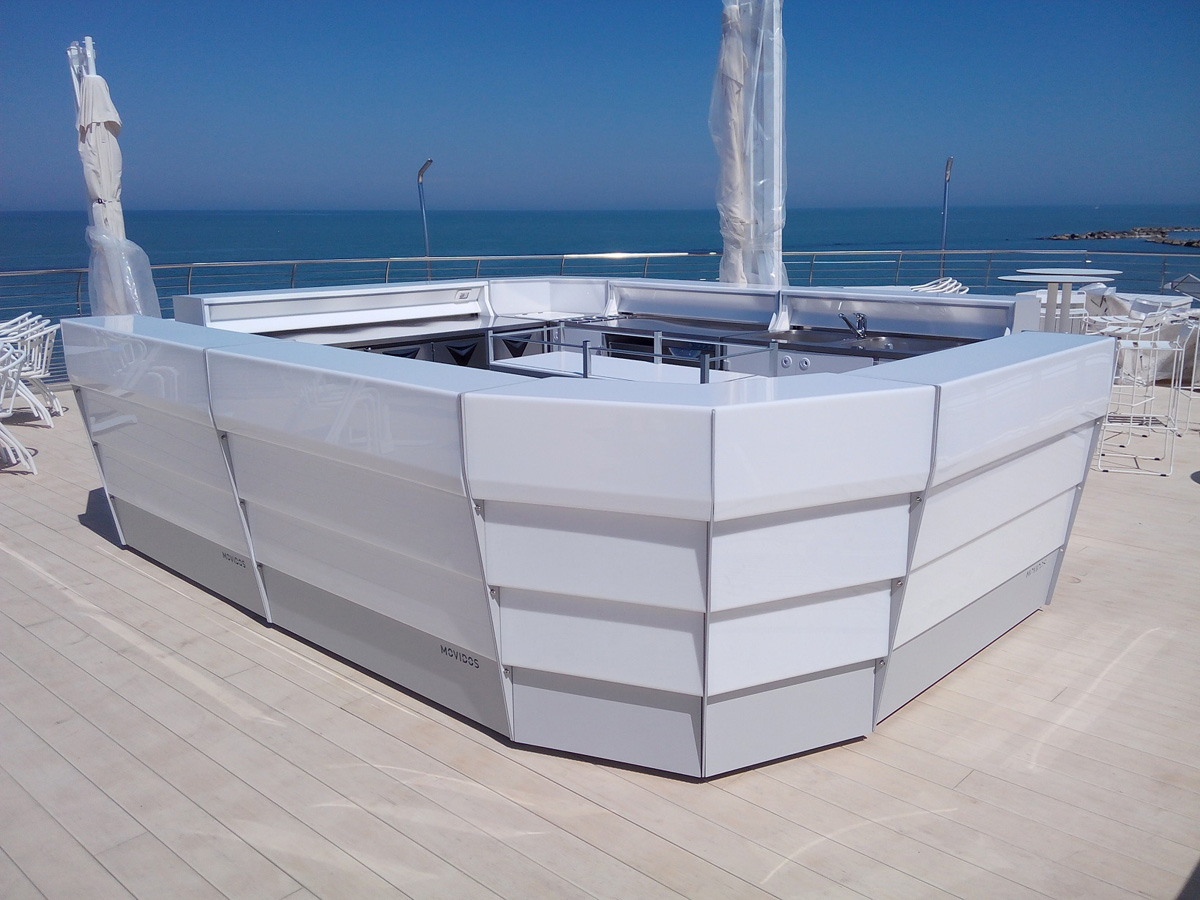 barra de bar de exterior, barra de bar luminosos y modular, restaurante