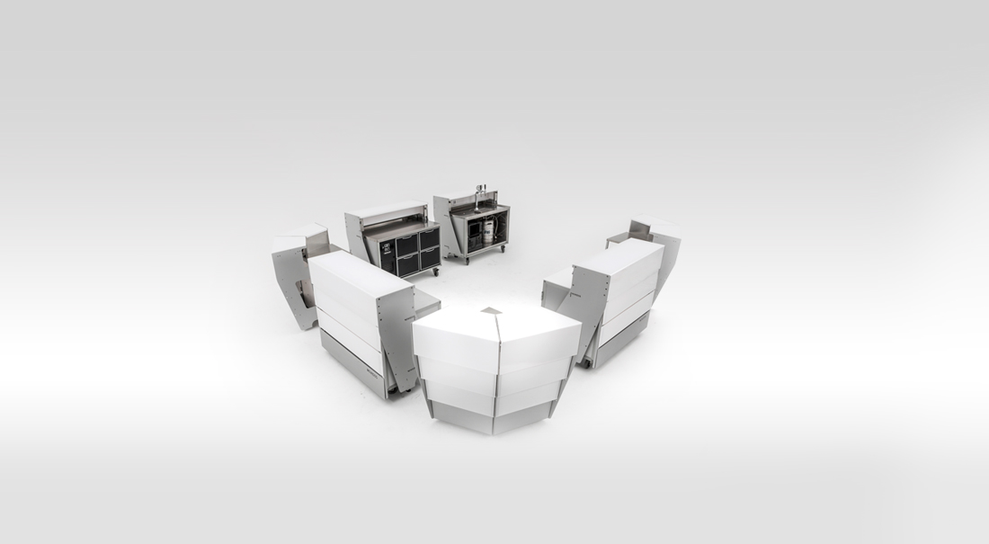 Sistema montaje y el contador de sistema modular bar, escritorio
